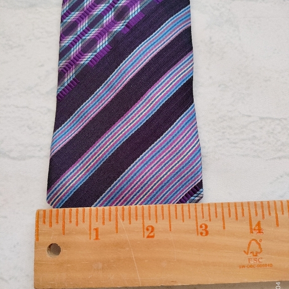 Missoni Tie Necktie Silk Purple Blue Striped Abstract Retro Classic Textured - Picture 6 of 8